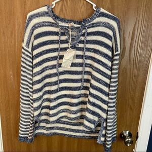 Blue and White Striped Sweater Pullover Small NWT